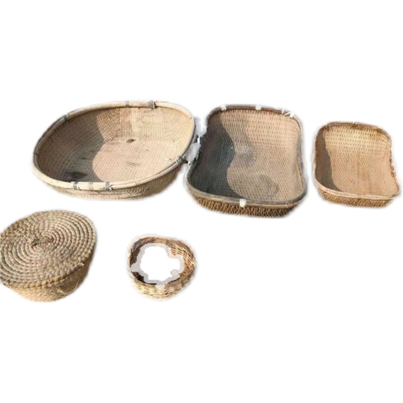 民俗怀旧老物件柳编针线簸箩簸箕柳条篮元宝蓝竹编提篮主题餐厅饰