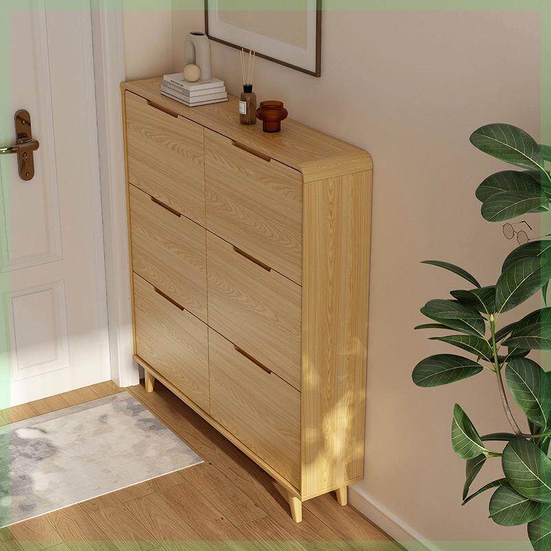 Baymak原木风超薄翻斗鞋柜小户型实木框多功能17cm鞋柜家用门口柜