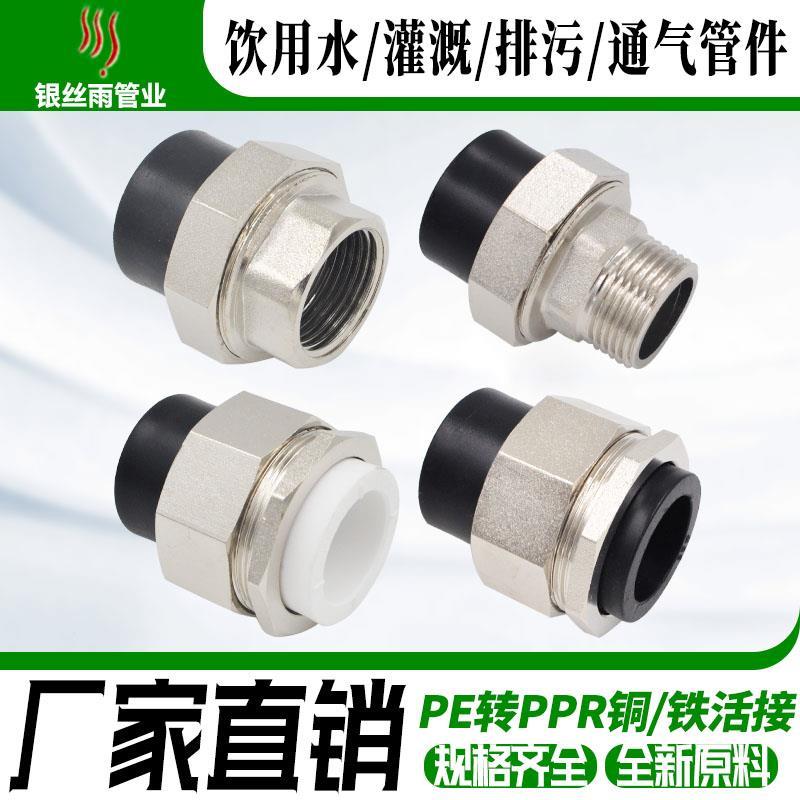 PE外丝内丝铜铁双头双活接PE转PPR铜铁活接转换接头水管管材管件