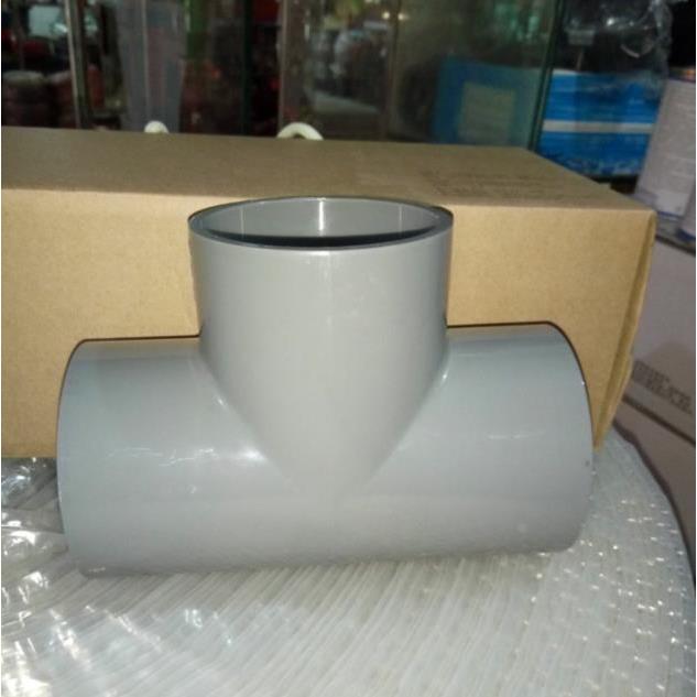 UPVC三通接头给水管灰色正三通63 90110 140 160 200 250 315 400