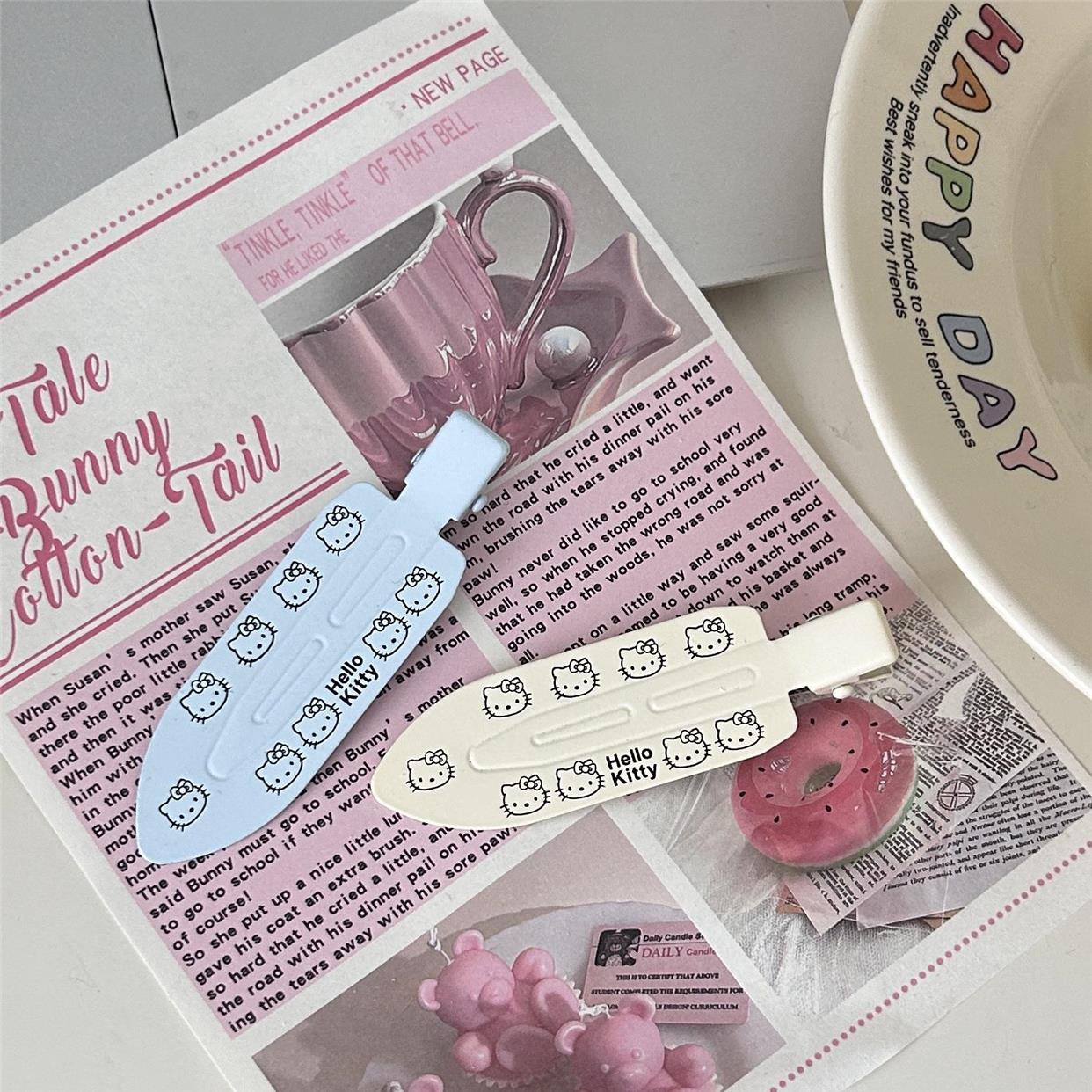 金牌同款印花磨砂布丁狗Kitty猫橡皮漆树叶形无痕发夹DIY材料