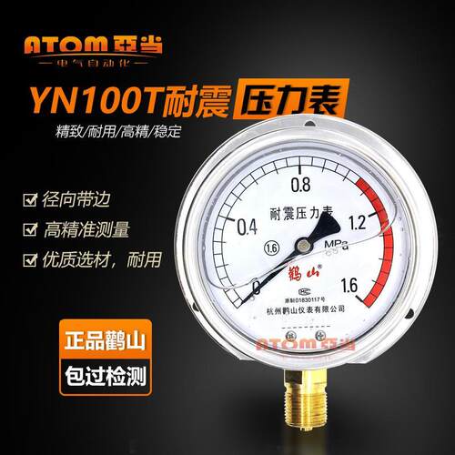 鹳山YN100T不锈钢船用耐震压力表径向带边yn60t抗震表1mpa鹤山304
