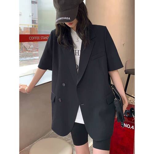 大码300斤短袖薄款西装外套男女