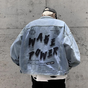 特大码300斤潮牌外套男女装秋季情侣美式复古宽松休闲行政夹克衫2