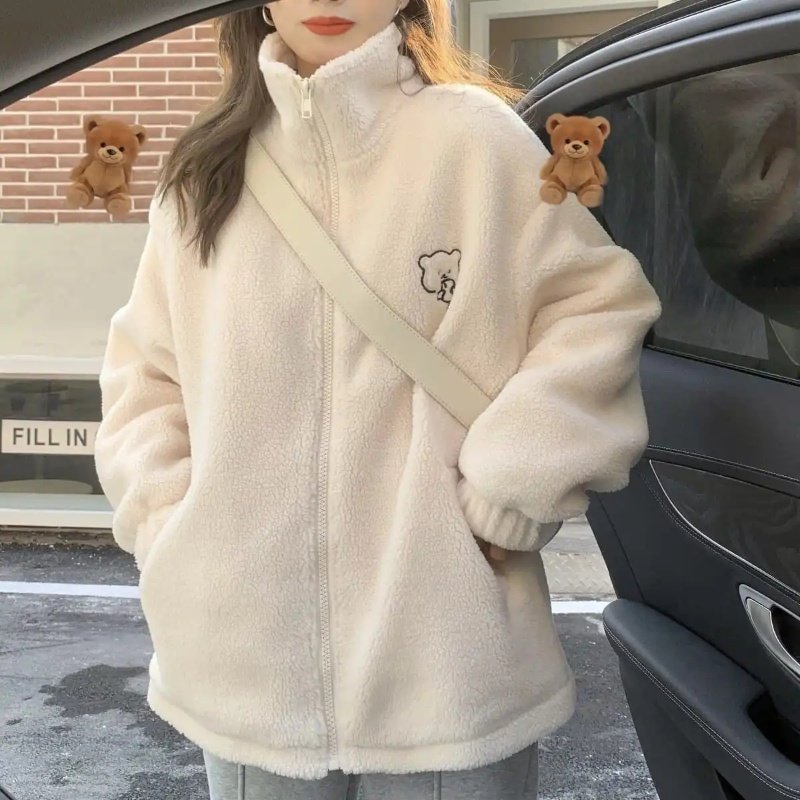 特大码300斤仿羊羔绒立领外套男女秋冬加绒加厚宽松开衫保暖卫衣2,男装,夹克,淘宝优惠券,粉丝福利购,淘宝优惠卷