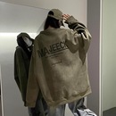 美式 春秋新款 复古外套2 300斤重磅麂皮绒无帽圆领卫衣男女装 特大码