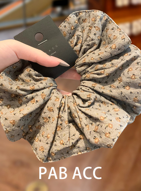 韩国气质复古灰色碎花大肠发圈高级感扎丸子头花弹力皮筋大号发饰