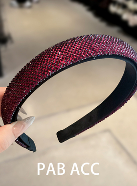 韩国轻奢精致重工满钻发箍时尚高级感通勤日常显白红色压发捆头箍