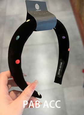 韩国东大门小众秀气彩虹波点发箍精致充棉高颅顶显脸小压发头箍女