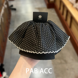 韩国ins气质黑色裙摆波点马尾抓夹质感刺绣纹理固定高颅顶发夹子