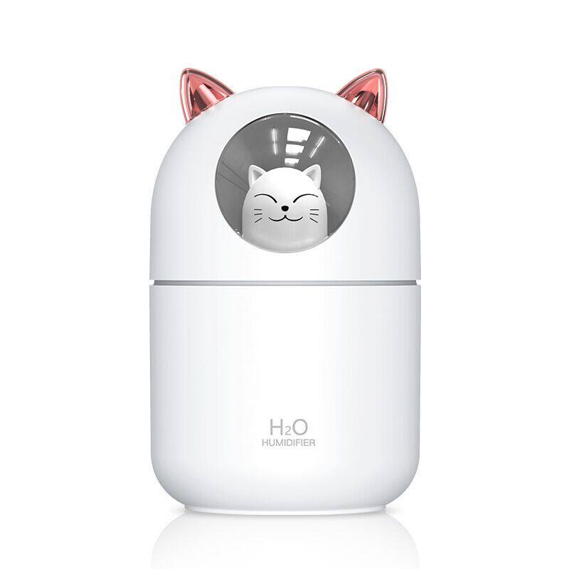 萌宠加湿器USB猫咪七彩小夜灯桌面卧室空气净化器大雾量家用