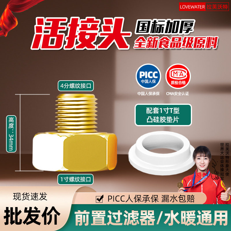 4分6分1寸前置过滤器活接头纯铜热熔PPR水表通用配件活接头内接头