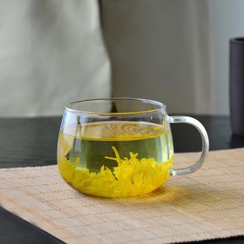 耐热玻璃金丝皇菊杯子电陶炉专用养生泡茶杯大肚圆趣杯透明