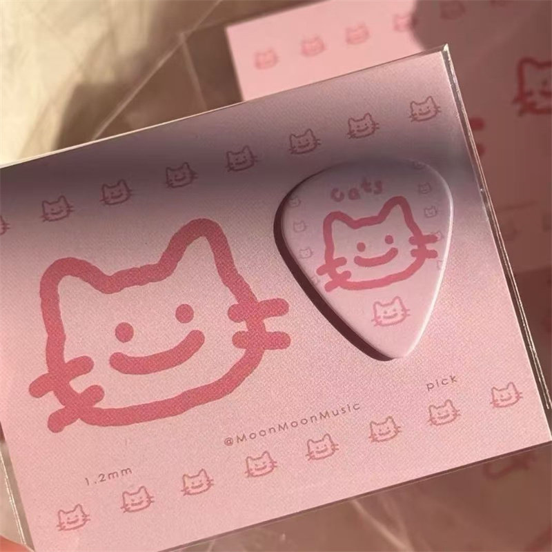 粉色小猫吉他拨片高颜值可爱耐磨扫弦片防滑摇滚民谣尤克里里弹片