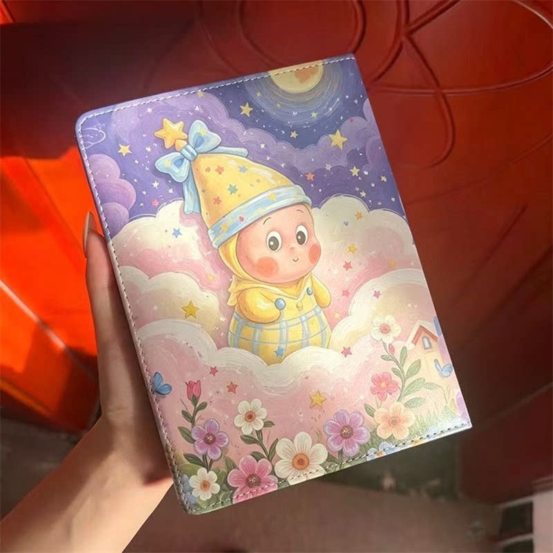 云朵星星人笔记本彩页皮质手账本