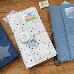 韩系ins风波点牛仔A6活页手账本高颜值笔记本随身便携记事日记本