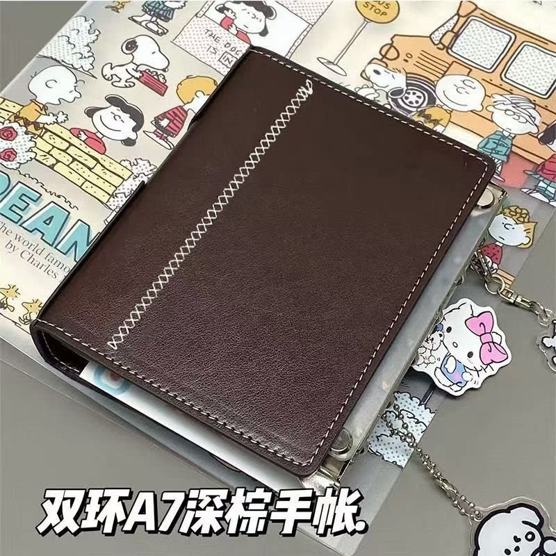 A7活页手账本深棕双环笔记本图片