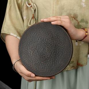 紫铜茶饼收纳盒手工锤纹茶饼盒高档家用密封防潮茶叶收纳盒储茶盒