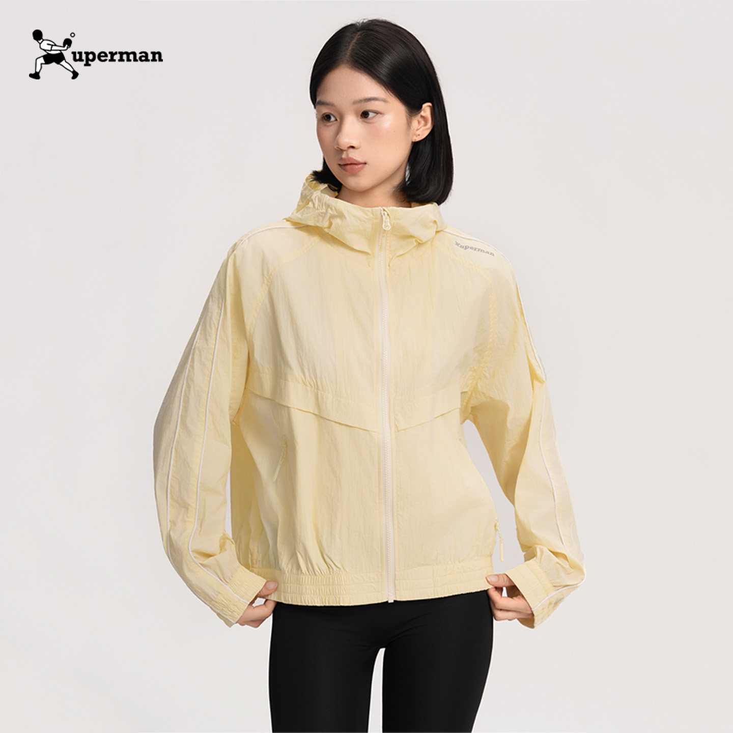 Xuperman插肩嵌条短款防晒夹克外套男女夏季新款户外运动上衣