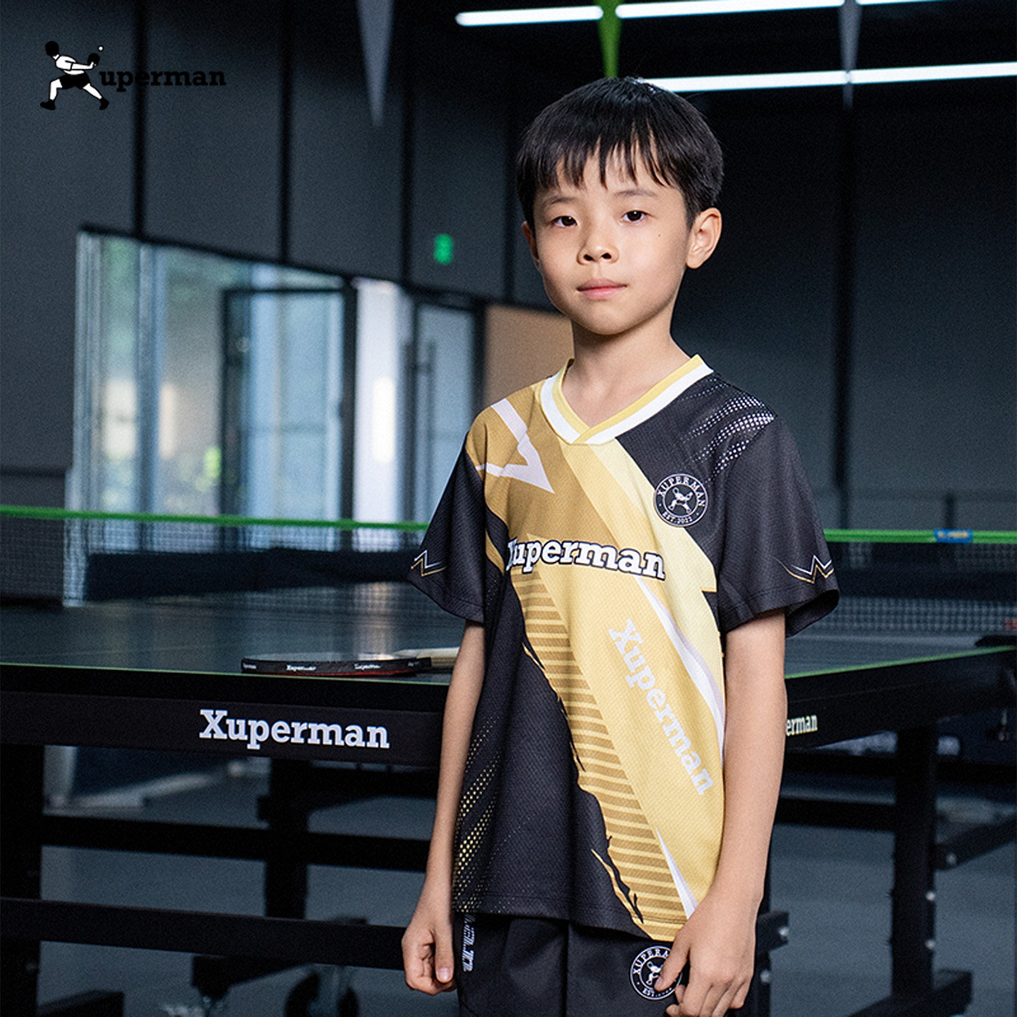 Xuperman闪电比赛服儿童款乒乓球运动训练服上衣短裤套装