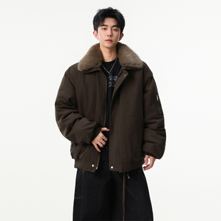 SHAPOES冬季男生美式重磅毛领棉服外套男士加厚纯棉棉衣休闲夹克