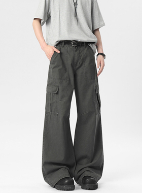 SHAPOES秋冬季男生美式宽松直筒纯棉工装裤男士潮牌重磅休闲长裤