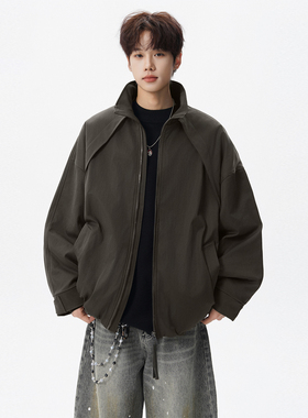 SHAPOES秋冬季男生美式宽松休闲加棉外套男士飞行夹克大码棉服