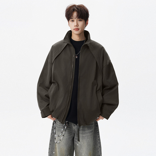 SHAPOES春秋季男生美式宽松休闲外套男士飞行夹克大码工装上衣