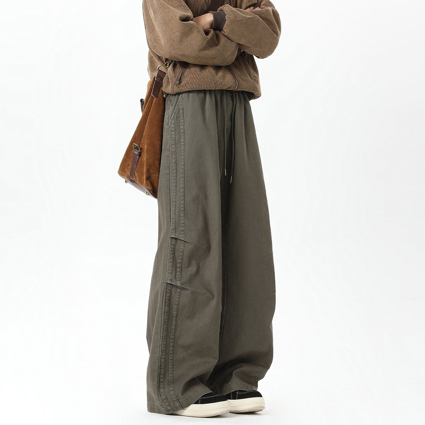 SHAPOES春秋季男生美式高街直筒宽松工装潮男士潮牌抽绳休闲长裤