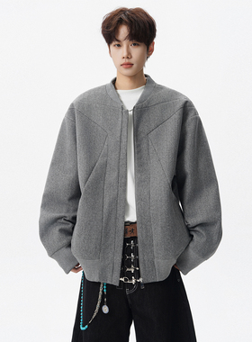 SHAPOES秋冬季男生美式重磅加棉棉服外套男士宽松休闲解构棉衣