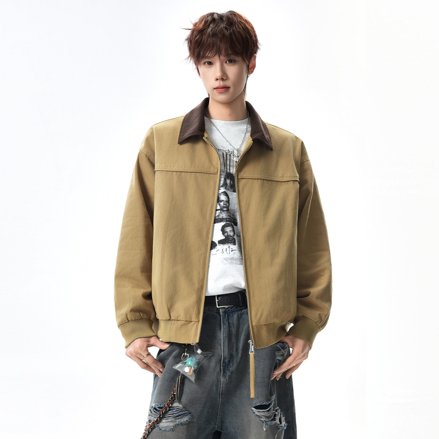 SHAPOES秋冬季男生美式复古休闲底特律翻领夹克男士宽松百搭外套,男装,夹克,淘宝优惠券,粉丝福利购,淘宝优惠卷