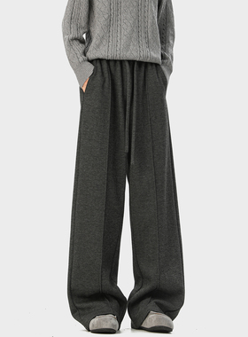 SHAPOES冬季男生美式重磅加绒加厚休闲裤男士直筒宽松垂感长裤子