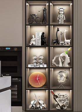 速发轻奢酒柜装饰品摆件高餐家居客厅熊红酒架档边电视迁乔柜新房