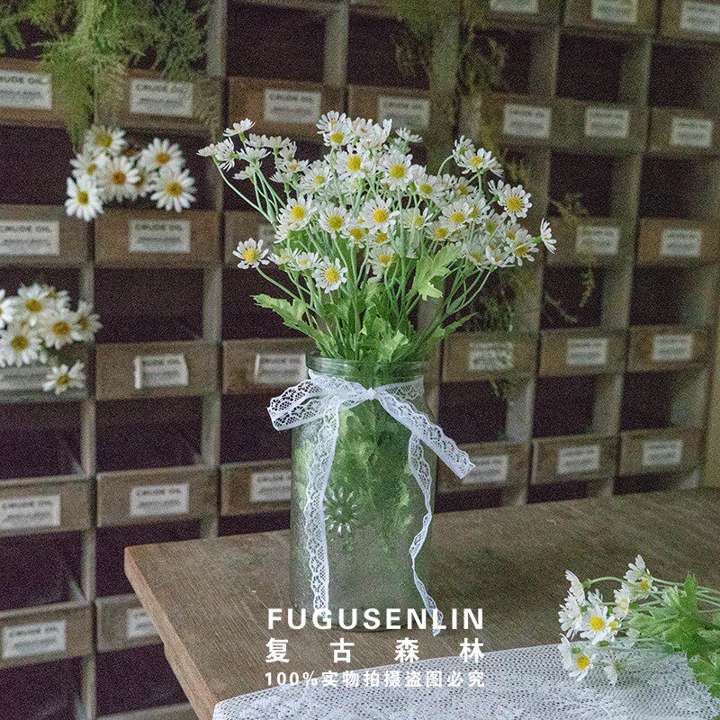 速发复花森林法式雏园小田菊洋甘菊绢花古束花瓶套装送蕾丝丝带