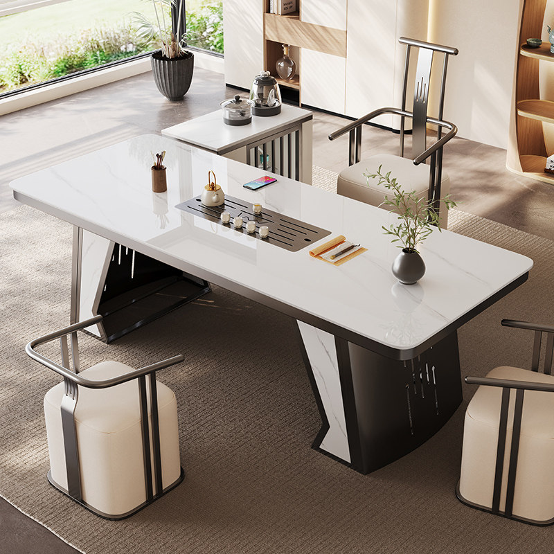 高端岛台岩板茶桌椅组合轻奢现代简约高级感不锈钢办公室泡茶台,住宅家具,家用茶台/茶桌,淘宝优惠券,粉丝福利购,淘宝优惠卷