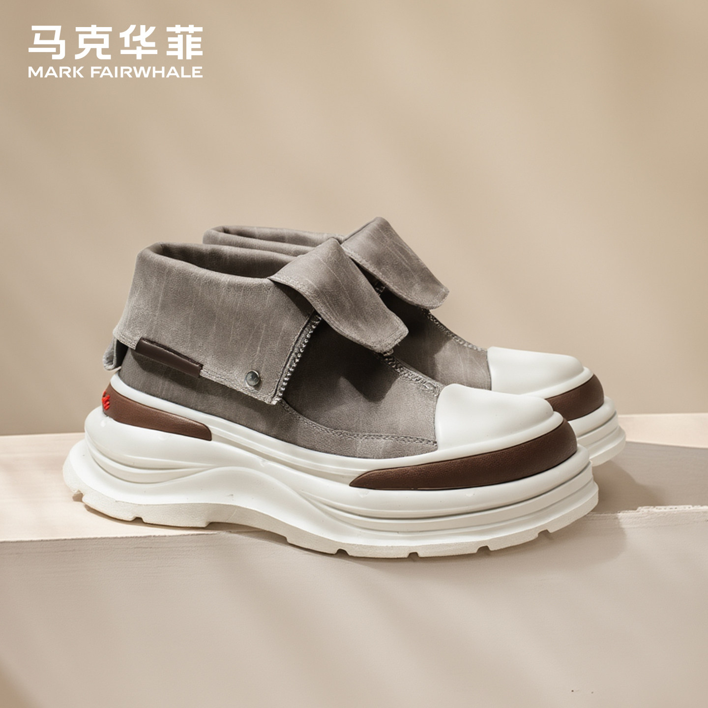 马克华菲马丁靴男增高靴子机车爆款男士休闲板鞋厚底百搭板鞋男款
