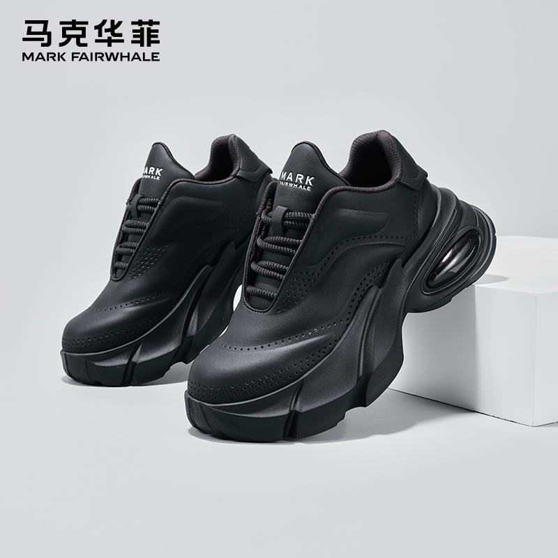 马克华菲男鞋2025夏季增高厚底防滑耐磨老爹鞋时尚简约舒适休闲鞋