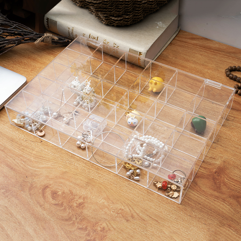 定制透明亚克力珠宝首饰展示盒项链饰品耳钉戒指收纳盒配件分格盘