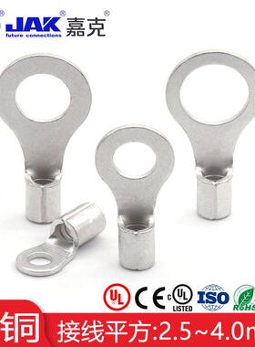 RNB3.5-4/5/6/8/10圆形紫铜端子国标冷压OT裸端头O型接线耳铜鼻子