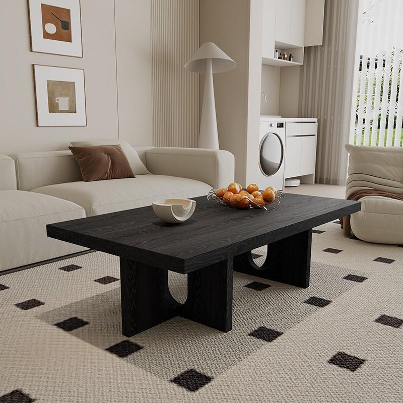 北美白蜡木木实木原木茶几边几厚板桌小户型家用简约中古黑色茶台