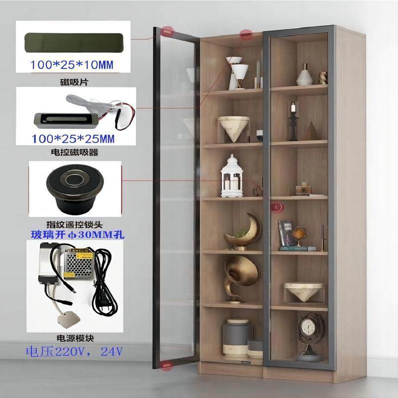 生产极简玻璃门指纹锁铝框玻璃门磁吸锁极简展示柜防盗锁轻奢