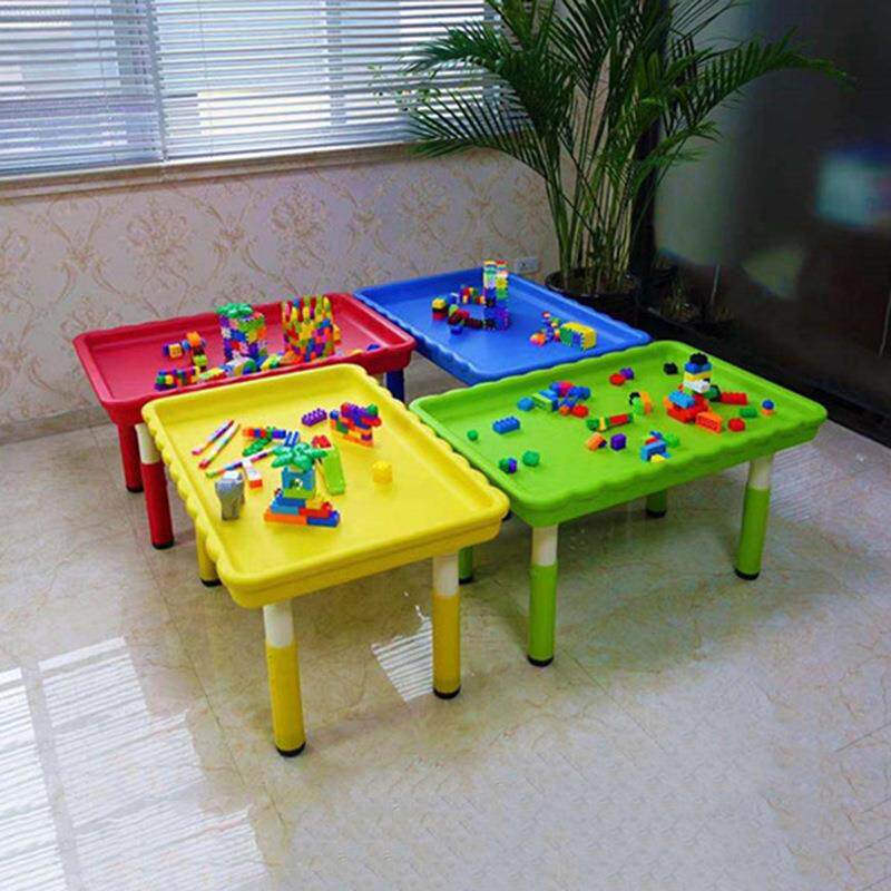 儿童积木桌子塑料玩具桌椅套装幼儿园宝宝沙水盘游戏桌太空泥沙桌