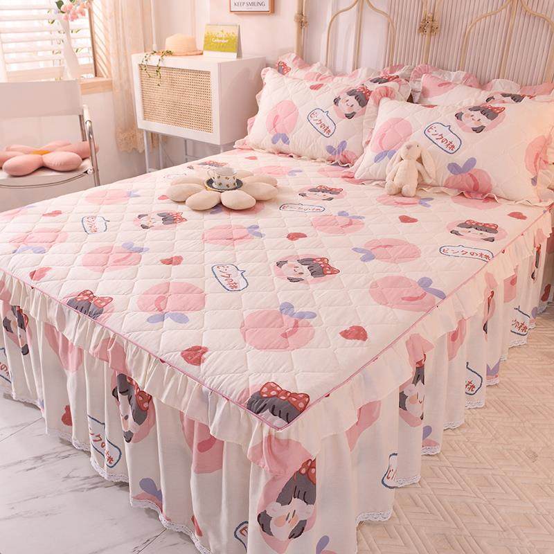 J6DA加厚夹棉床裙单件简约风花卉床罩式纯棉床罩公主风花边床,纺织面料/辅料/配套,纺织机械配件,淘宝优惠券,粉丝福利购,淘宝优惠卷