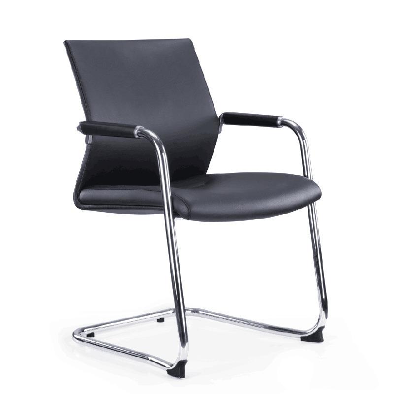 黑色皮艺简约弓形办公椅电脑椅会议椅时尚人体工学椅靠背员工椅子