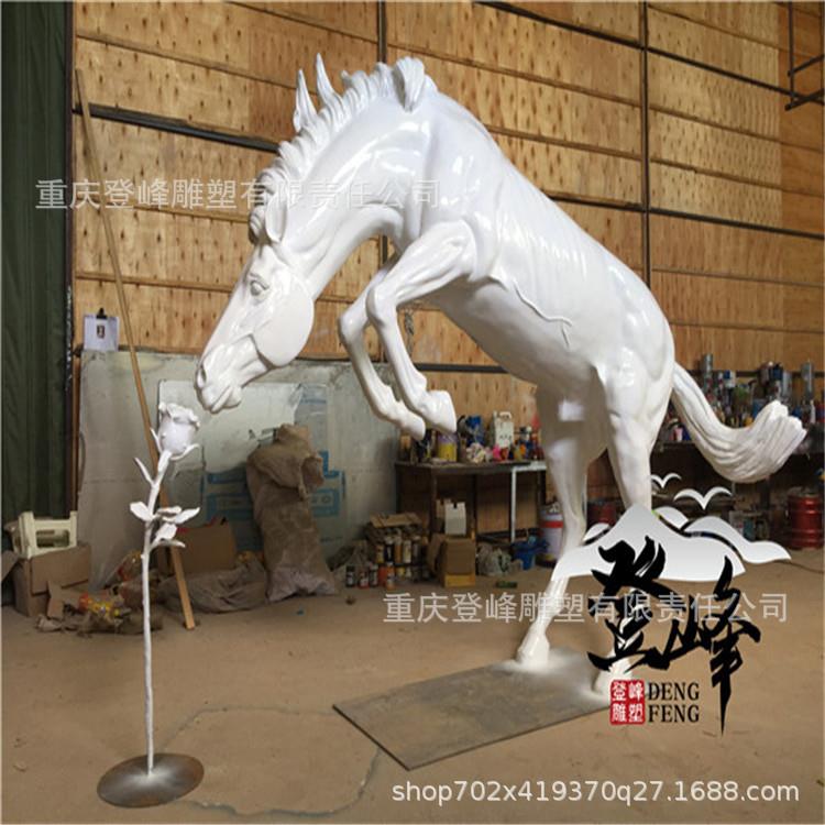 房地产商场美陈大型玻璃钢马摆件跃马雕塑名家艺术品马年生肖摆件