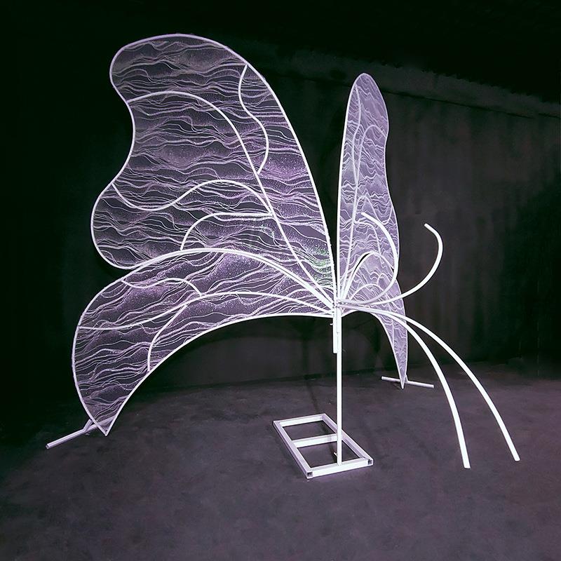 新款婚庆道具贴纱蝴蝶翅膀屏风大型铁艺背景装饰摆件舞台布置蝶舞