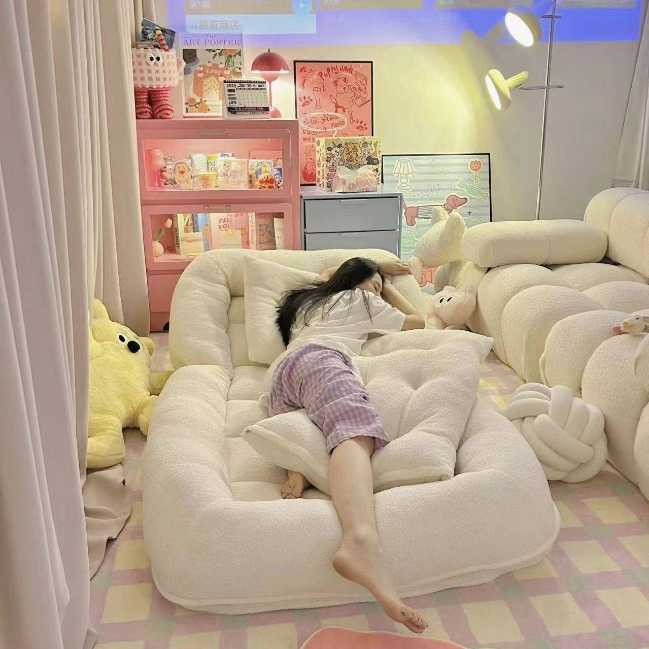 狗窝懒人沙发可躺可睡单人榻榻米巨大折叠阳台卧室小躺椅慵懒风