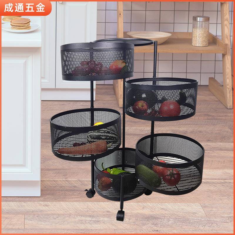 家用小推车置物架多层可移动储物架厨房旋转收纳架蔬菜水果架子