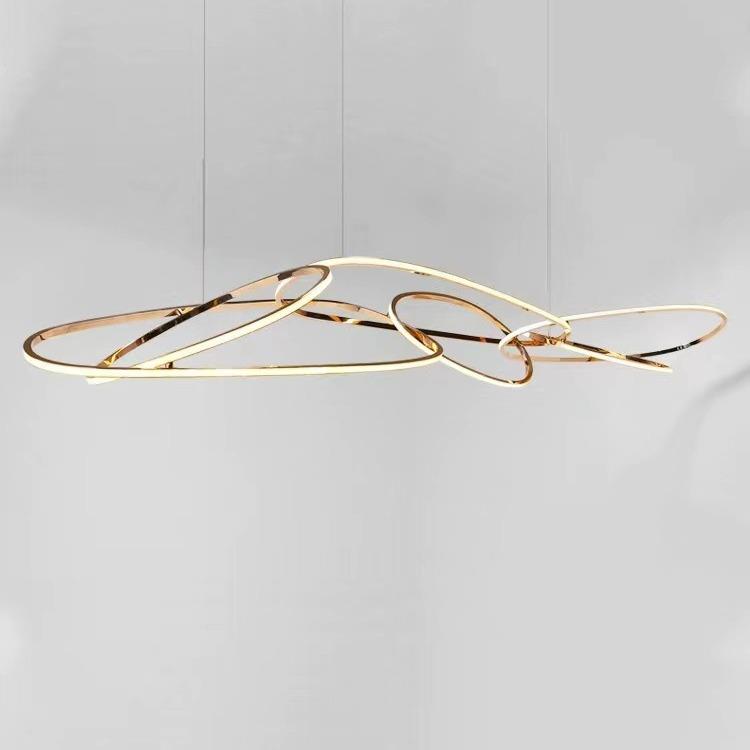 新款2024现代极简餐厅吊灯轻奢创意个性设计师不锈钢高端吧台岛台