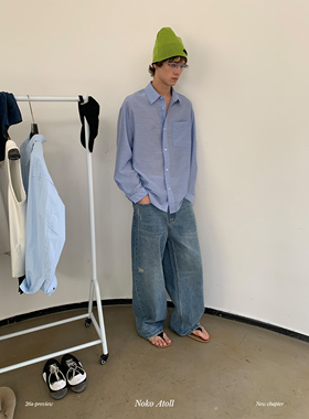 NOKO｜13oz直筒牛仔裤清爽洗水质感宽松版型日常松弛休闲穿搭